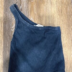 NikkiBiki One-Shoulder Ribbed Tank - Navy Blue